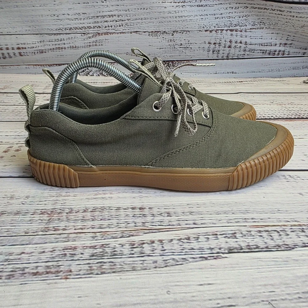 LL Bean Eco Woods Lace Up Mens Canvas Sneakers Olive Green Shoes 515716 Size 8.5 - Picture 6 of 10